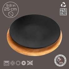 Store Döküm Yuvarlak Tabak, Çap 25, Ahşap Altlıklı - Lv As 170