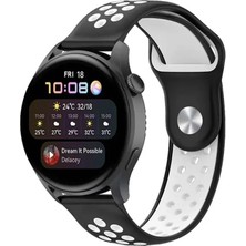 Store Watch 20MM Spor Delikli Kordon - Siyah-Beyaz