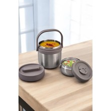 Store Bento Taşınabilir Paslanmaz Çelik Yemek Kabı Termosu Lunch Box Yuvarlak 1400ML