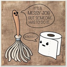 Store Stupell Ev Dekoru Tuvalet Kağıdı ve Paspas Karikatür Mizah Banyo Duvar Plaketi Sanatı, 12 x 0,5 x 12, Gururla Abd'de Üretilmiştir