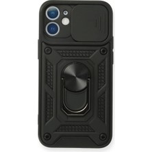 Store Apple iPhone 12 Mini Kılıf Pars Lens Yüzüklü Silikon - Siyah