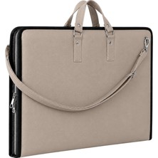 Store 40X55 cm Suni Deri Saplı ve Askılı Resim Proje Çantası Bej – 35X50 cm Uyumlu, Cepli