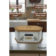 Store Geleneksel Tasarım Kapaklı Büyük Ekmeklik Altıgen Ahşap Ekmek Sepeti Mermer Desenli