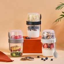 Store Yoğurt Müsli Granola Porsiyon Saklama Taşıma Kabı L-00977 Kahvaltılık Gevrek 600 + 300 ml Büyük Boy (Siyah)