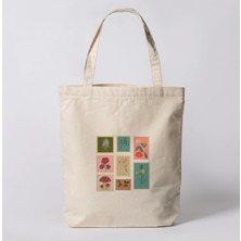 Store Pullar Desenli Bez Çanta - Pinterest Omuz Çantası, 35X40 cm
