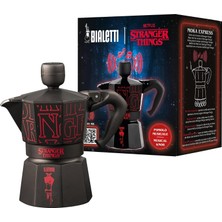Store Moka Express Stranger Things: 3 Cups Ocak Üstü Espresso Pişirici, Müzikli, 130ML, Siyah, Patentli Güvenlik Valfi