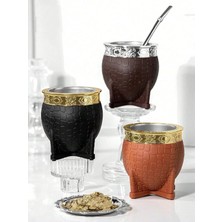 Store Premium Yerba Mate Bardağı Seti - Paslanmaz Çelik | Çift Duvarlı Termos Bombilla Pipet ve Temizleme Fırçası - Özel Dokulu Termos Kupa - Geleneksel Orjinal Mate Kupa 7 OZ/200ML - Renk Asorti