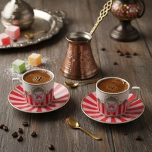 Store Özel Kutulu 2'li Porselen Türk Kahvesi Fincan Takımı - Kuş ve Kelebek Desenli Kırmızı/yeşil Renk Seçenekli Hediyelik Fincan 90 ve 100CC Seçenekli (Kırmızı, 100CC, Kuş)