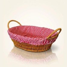 Store Oval Hasır Ekmeklik Sepeti – Kumaş Astarlı Dekoratif Sofra & Kahvaltı Ekmek Sepeti - Açık Renk