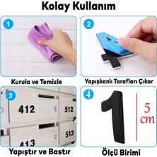Store Yapışkanlı Kapı Numarası Küçük Boy 50 mm 5 cm Numara 1 Rakam Bir Sayısı Siyah Renk Numaralar 1 Adet