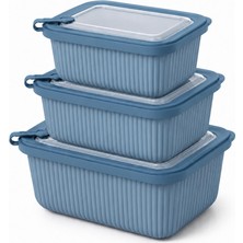Store Vakumlu Silikon Kapaklı Plastik Saklama Kabı Seti, 3.5 Litre, Mikrodalga ve Derin Dondurucu Için Sefer Tası, Gıda Depolama Kutusu, Bpa Içermez (600/1100/1800 Ml) (Mavi, Dikdörtgen)
