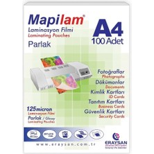 Store Mapilam Laminasyon Filmi 125 Mikron A4 100'LÜ Paket (Parlak)