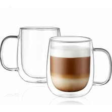 Store Çift Duvarlı Cam Kahve Kupası 250ML – Isıya Dayanıklı, Mikrodalga & Bulaşık Makinesi Uyumlu, 2’li Şık Set