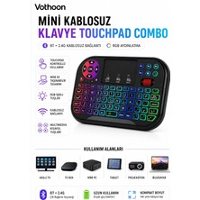 Store Rgb Işıklı Mini Kablosuz Klavye Touchpad Combo, Bluetooth ve 2.4g Smart Tv Kumandası