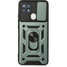 Store Oppo A15 Kılıf Pars Lens Yüzüklü Silikon - Yeşil