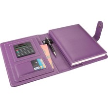 Store 5242 Ajanda Tarihsiz Çizgili 17X24 cm Ajanda/defter Hesap Makineli Suni Deri Organizer, Lila