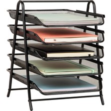 Store 5tpaper-Blk 5 Katmanlı Kağıt Tepsisi, Dosya Depolama, Masaüstü Düzenleyici, Metal Ağ, 30 cm U x 35 cm G x 14,5 Inç Y, Siyah
