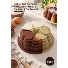 Yenilig 1 Adet 5 Dilim Kalp Tasarımlı Kek Kalıbı – Silikon Kek ve Pasta Kalıbı, Heart Mold, 21 cm Çap, 9 cm Derinlik