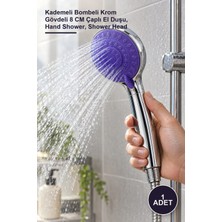 Yenilig 1 Adet Küçük Duş Başlığı – Kademeli Bombeli Krom Gövdeli 8 cm Çaplı El Duşu, Hand Shower, Shower Head