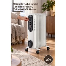 Yenilig 1 Adet Yağlı Radyatör Soba – 9 Dilimli Turbo Isıtıcılı Taşınabilir Isıtıcı, Tekerlekli Oil Heater
