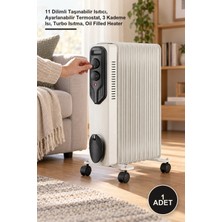 Yenilig 1 Adet Yağlı Radyatör Soba – 11 Dilimli Taşınabilir Isıtıcı, Ayarlanabilir Termostat, 3 Kademe Isı, Turbo Isıtma, Oil Filled Heater