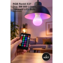 Yenilig 1 Adet Uzaktan Kumandalı LED Ampul – Rgb Renkli E27 Duy, 9W 800 Lümen, Dekoratif LED Bulb