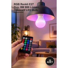 Yenilig 10 Adet Uzaktan Kumandalı LED Ampul – Rgb Renkli E27 Duy, 9W 800 Lümen, Dekoratif LED Bulb