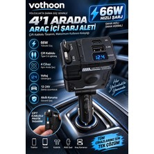 Akıllı Bayi Tank Modeli 66W 4’ü 1 Arada Çift Kablolu Araç Içi Çakmaklık Hızlı Şarj Aleti Voltaj Gös