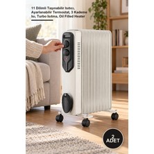 Yenilig 2 Adet Yağlı Radyatör Soba – 11 Dilimli Taşınabilir Isıtıcı, Ayarlanabilir Termostat, 3 Kademe Isı, Turbo Isıtma, Oil Filled Heater