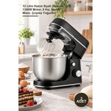 Yenilig 2 Adet Standlı Mikser – 12 Litre Hazne Siyah Tasarım, 1300W Motor, 8 Hız, Stand Mixer, Çırpma Yoğurma