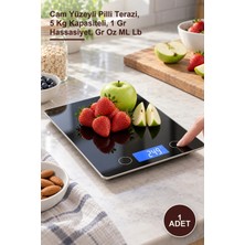Yenilig 1 Adet Dijital Mutfak Tartısı – Cam Yüzeyli Pilli Terazi, 5 kg Kapasiteli, 1 gr Hassasiyet, gr Oz ml Lb