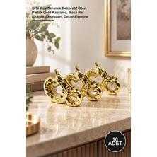 Yenilig 10 Adet Kalp Formlu Çift Elma Biblo – Orta Boy Seramik Dekoratif Obje, Parlak Gold Kaplama, Masa Raf Kitaplık Aksesuarı, Decor Figurine