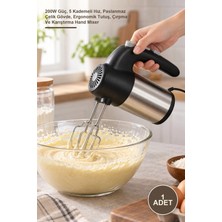 Yenilig 1 Adet El Mikseri – 200W Güç, 5 Kademeli Hız, Paslanmaz Çelik Gövde, Ergonomik Tutuş, Çırpma ve Karıştırma Hand Mixer