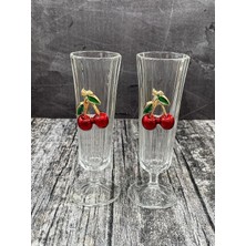 Store 2 Li Cam Kiraz Flüt Kahve Yanı Bardağı Kokteyl Meşrubat Bardak 150ML