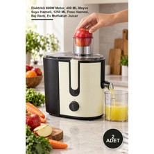Yenilig 2 Adet Katı Meyve Sıkacağı – Elektrikli 600W Motor, 450 ml Meyve Suyu Hazneli, 1250 ml Posa Haznesi, Bej Renk, Ev Mutfakları Juicer