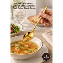Yenilig 4 Adet Yemek Kaşığı Seti – Gold Renk Paslanmaz Çelik 21 cm Ergonomik Saplı Sofra Kaşığı Spoon