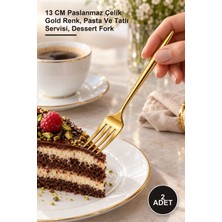 Yenilig 2 Adet Tatlı Çatalı Seti – 13 cm Paslanmaz Çelik Gold Renk, Pasta ve Tatlı Servisi, Dessert Fork