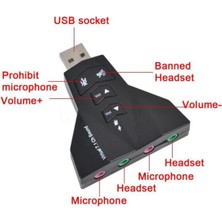 Store 7 Kanal Mikrofon Destekli Çift Girişli Çevirici Harici USB Ses Kartı