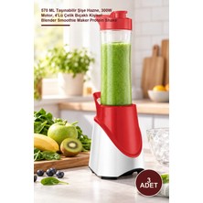 Yenilig 3 Adet Smoothie Blender – 570 ml Taşınabilir Şişe Hazne, 300W Motor, 4'lü Çelik Bıçaklı Kişisel Blender Smoothie Maker Protein Shake