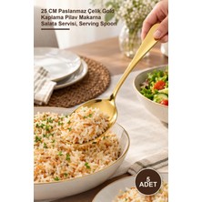 Yenilig 5 Adet Metal Servis Kaşığı – 25 cm Paslanmaz Çelik Gold Kaplama Pilav Makarna Salata Servisi, Serving Spoon