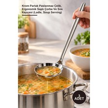 Yenilig 3 Adet Metal Servis Kepçesi – Krom Parlak Paslanmaz Çelik, Ergonomik Saplı Çorba ve Sos Kepçesi (Ladle, Soup Serving)
