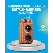 Store Retro Bluetooth Hoparlör Ahşap Görünümlü 5W Çift Stereo Ses