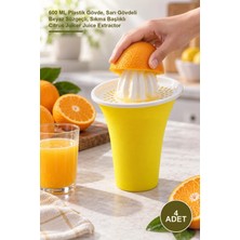Yenilig 4 Adet Bardaklı Narenciye Sıkacağı – 600 ml Plastik Gövde, Sarı Gövdeli Beyaz Süzgeçli, Sıkma Başlıklı Citrus Juicer Juice Extractor
