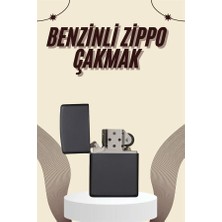 Store Çakmak Parlak Siyah Benzinli Çakmak Cep Boy Doldurulabilir
