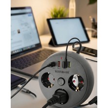 Store Çoklu Priz Akım Koruma 3 Soket 3 USB Type C Hızlı Şarj 2m Uzatma Kablosu