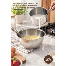 Yenilig 10 Adet Sütlük ve Sosluk Seti – Paslanmaz Çelik Saplı 14 cm ve 17 cm Sosluk Karıştırma Kasesi Milk Pot Saucepan