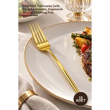 Yenilig 10 Adet Yemek Çatalı Seti – Gold Renk Paslanmaz Çelik, Şık Sofra Sunumu, Ergonomik Tasarım ve Dining Fork