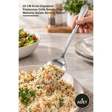 Yenilig 4 Adet Metal Servis Kaşığı – 25 cm Krom Kaplamalı Paslanmaz Çelik Servis, Pilav Makarna Salata Serving Spoon