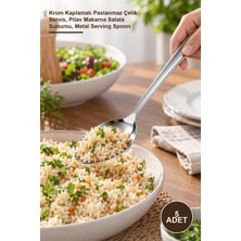 Yenilig 5 Adet Metal Servis Kaşığı – Krom Kaplamalı Paslanmaz Çelik Servis, Pilav Makarna Salata Sunumu, Metal Serving Spoon