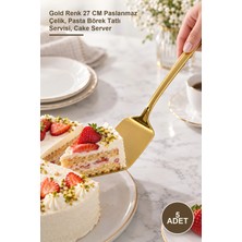 Yenilig 5 Adet Metal Servis Spatulası – Gold Renk 27 cm Paslanmaz Çelik, Pasta Börek Tatlı Servisi, Cake Server